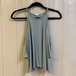 Teal Cold Shoulder Top